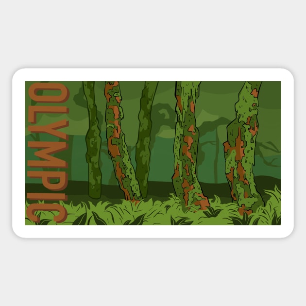 Olympic National Park - Hoh Rainforest Sticker by Rachael Chambers Art